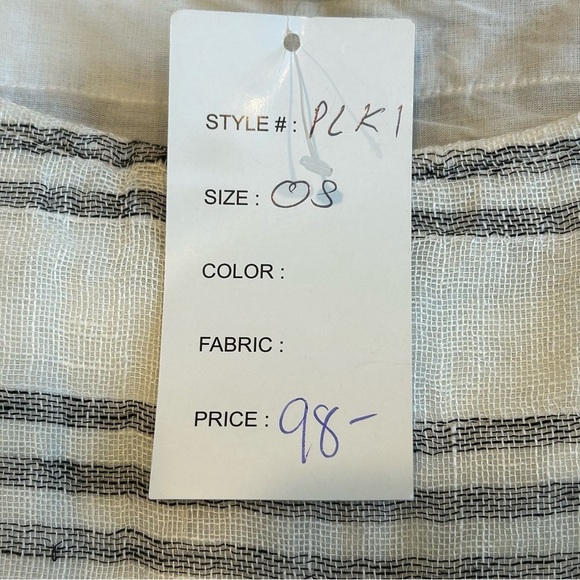 NWT Paper Lace Grey Off White Striped Cover Up Sz OS Lined Lagenlook Pockets - Picture 7 of 9